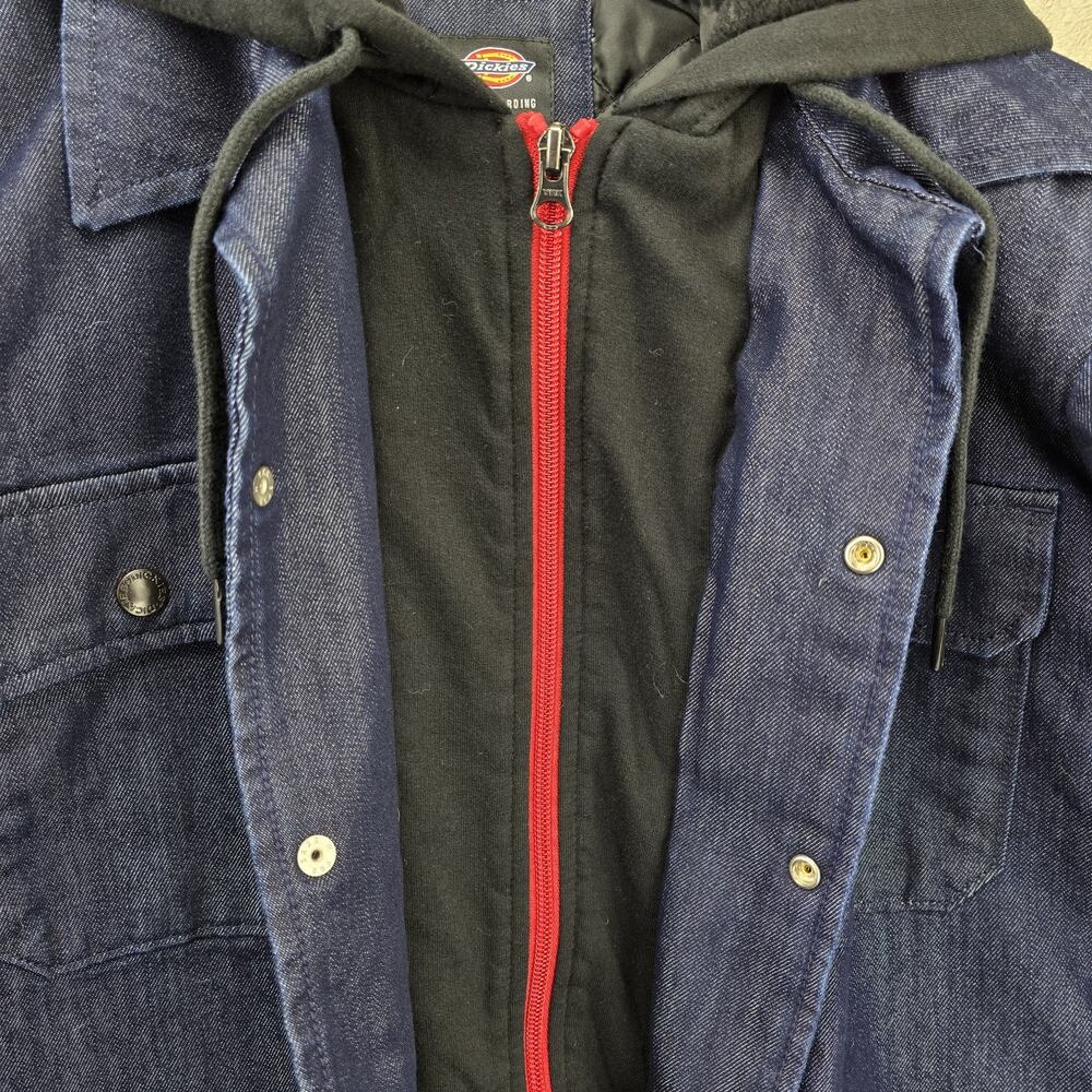 Dickies Skateboarding Denim Jacket Mens Medium Blue Hooded Quilted Lined Y2K - Picture 5 of 11